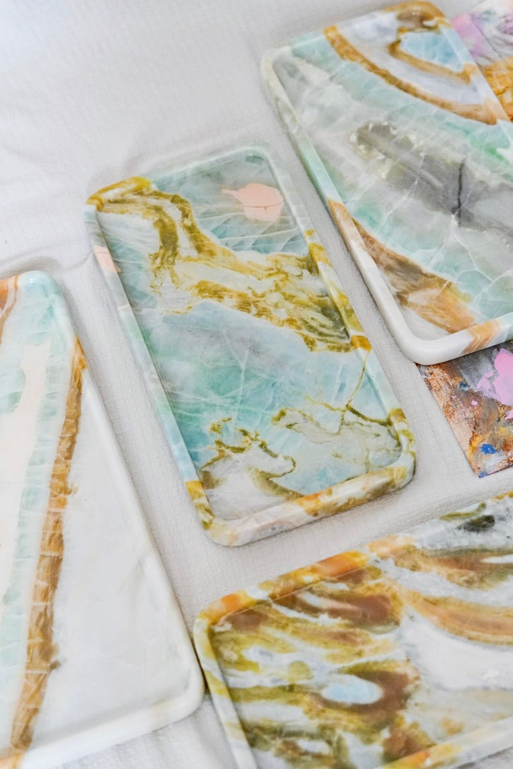 Luxury Green Blue Marble Tray Collection---Various Shape
