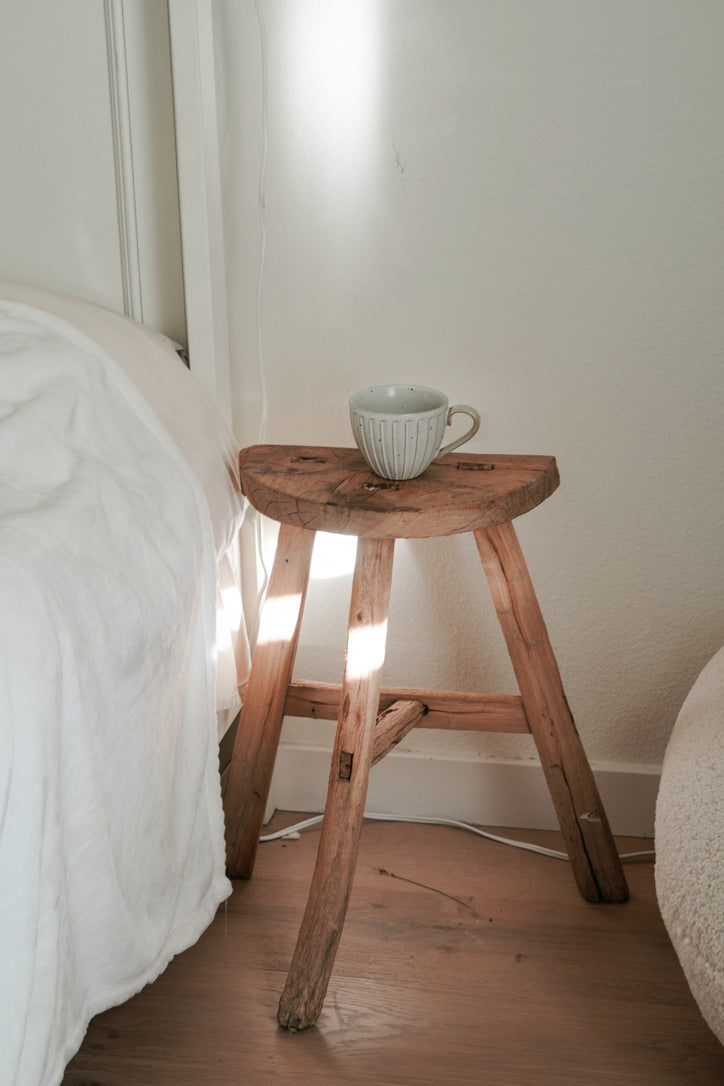 Vintage Wabi-Sabi Rustic Elm Wood Bench - High Chair