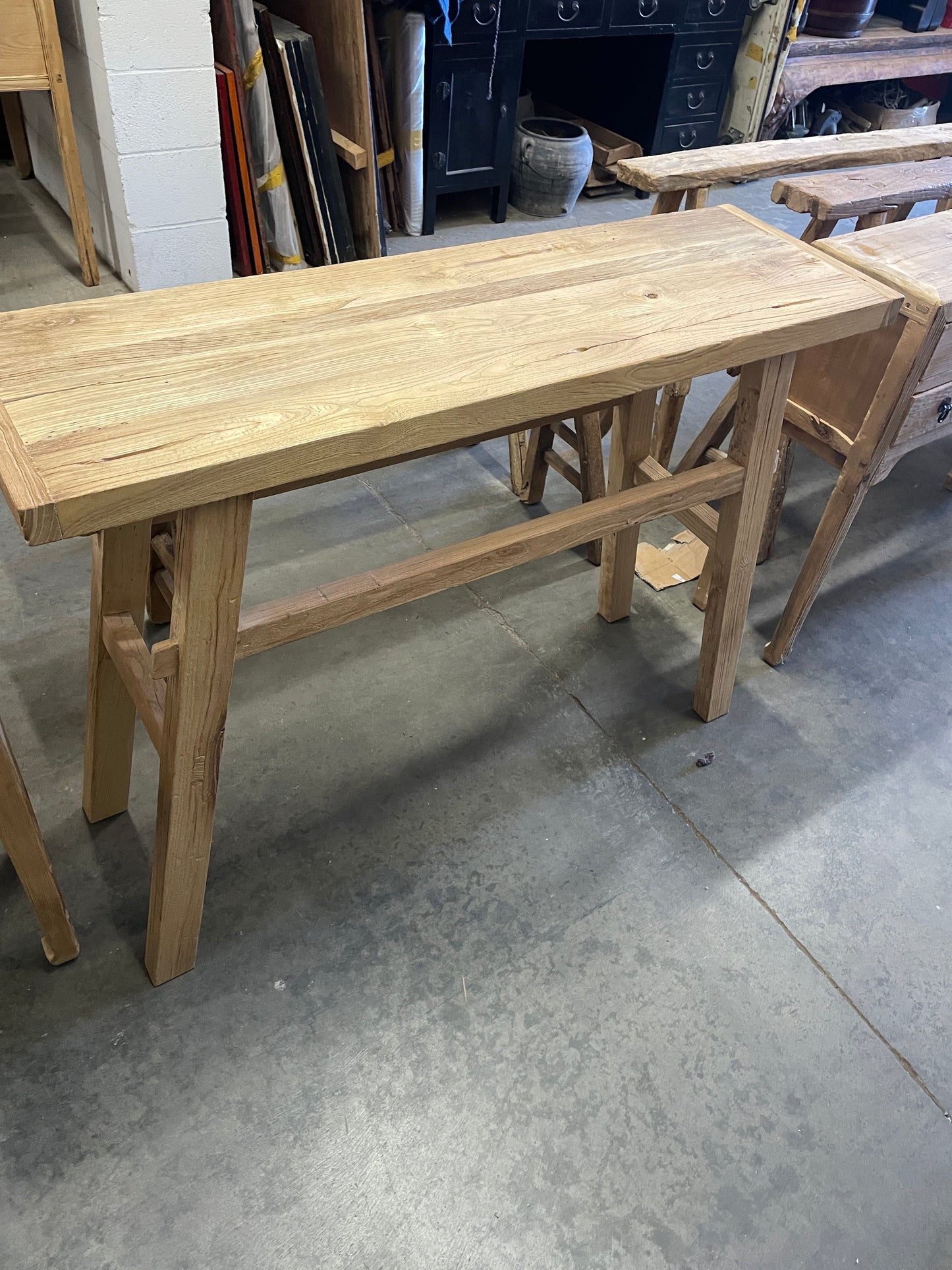 Vintage Reclaimed Elm Wood Console Table