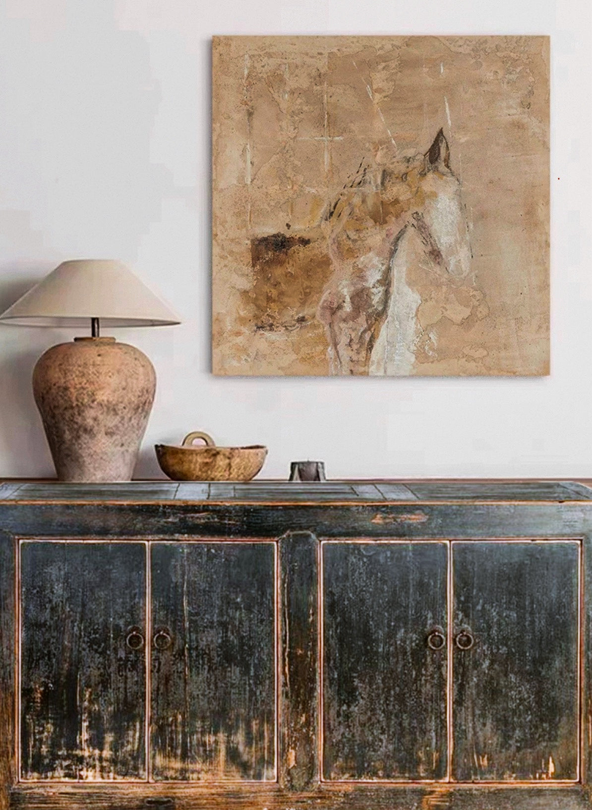 Qing Reclaimed Wood Black 4 Doors Sideborad