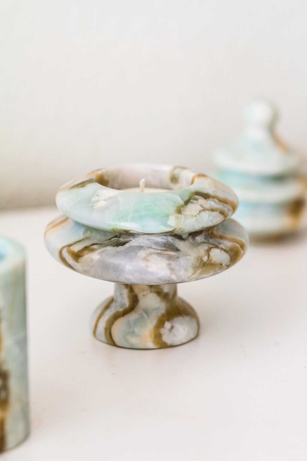 Blue Marble Christmas Tree Tealight Candle Holder, 2-in-1 Design