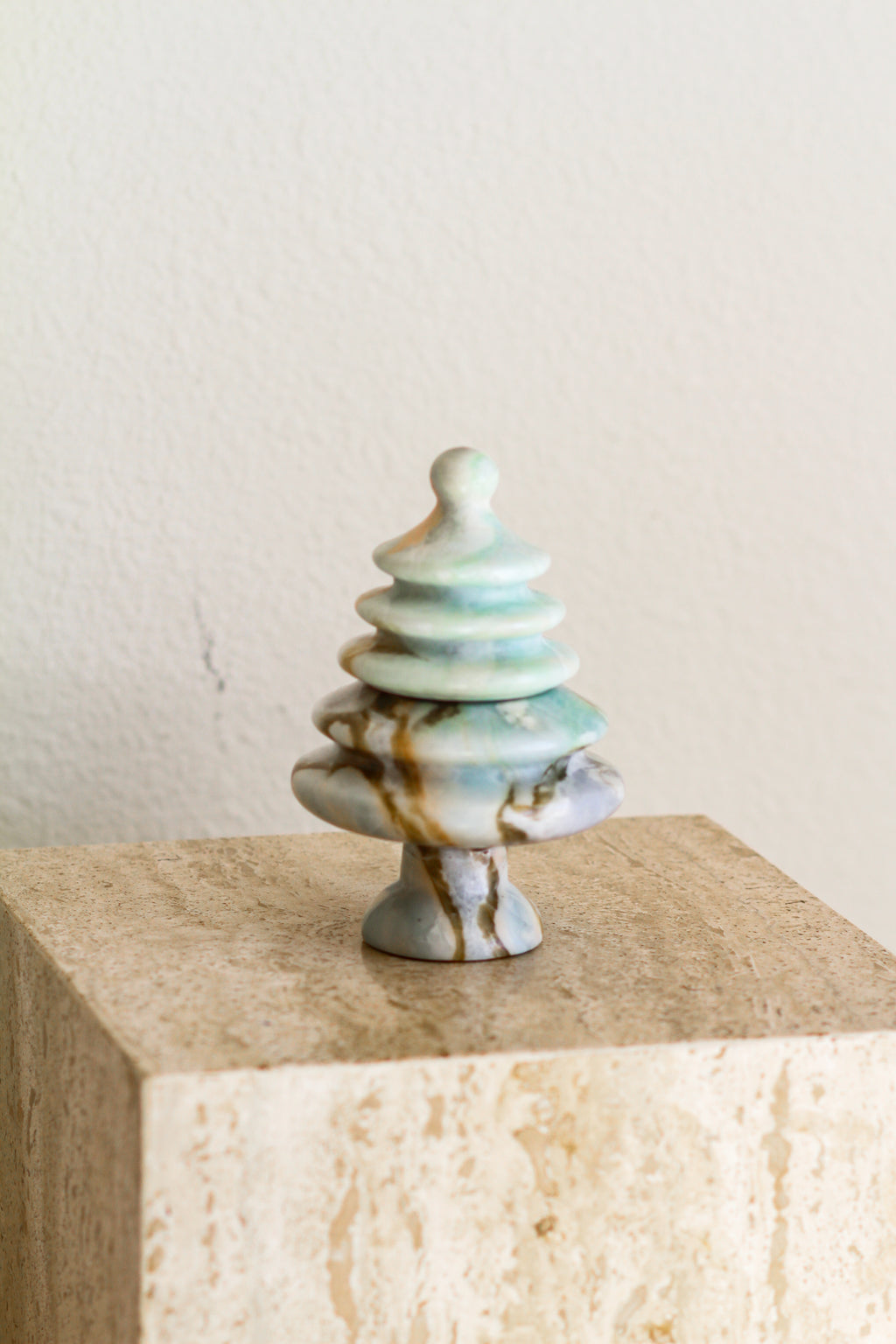 Blue Marble Christmas Tree Tealight Candle Holder, 2-in-1 Design