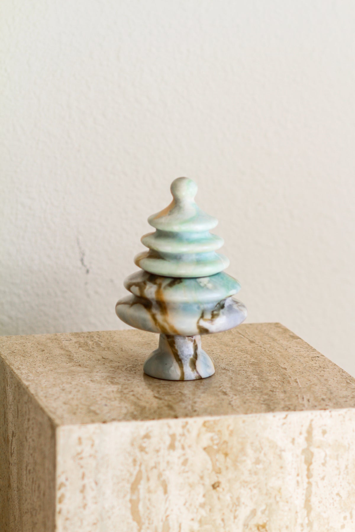 Blue Marble Christmas Tree Tealight Candle Holder, 2-in-1 Design