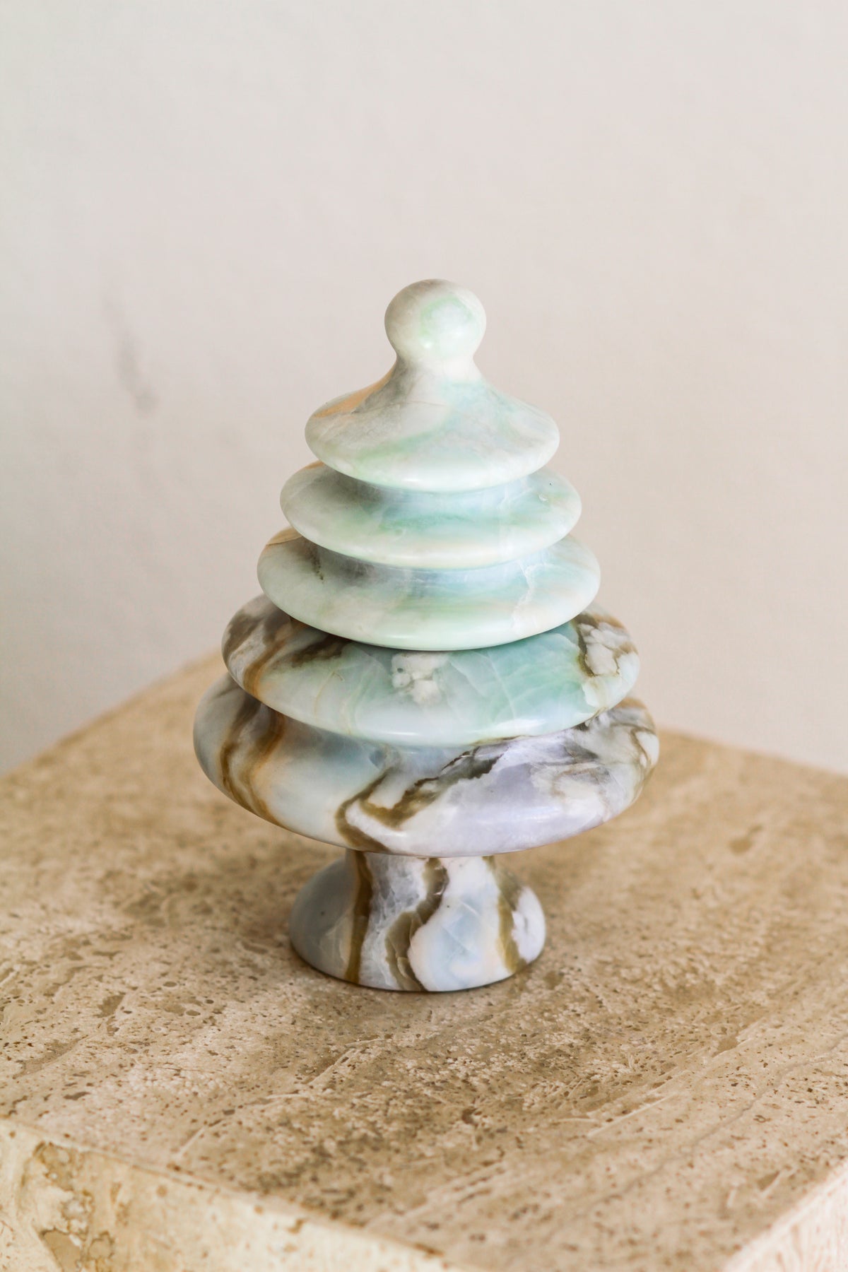 Blue Marble Christmas Tree Tealight Candle Holder, 2-in-1 Design