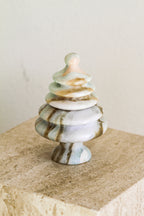 Blue Marble Christmas Tree Tealight Candle Holder, 2-in-1 Design