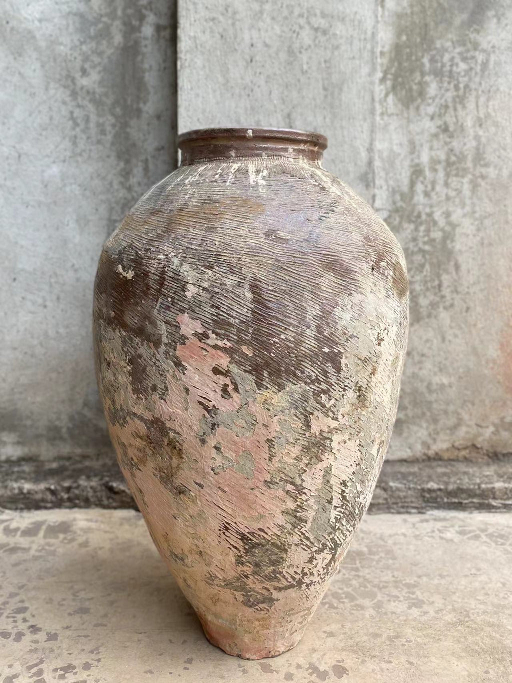 Vintage Rustic Clay Pot with Handles - Pearl Shape, Xia Dynasty