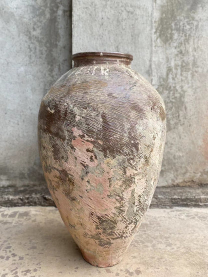 Vintage Wabi-Sabi Rustic Ceramic Pot Vase - Brown