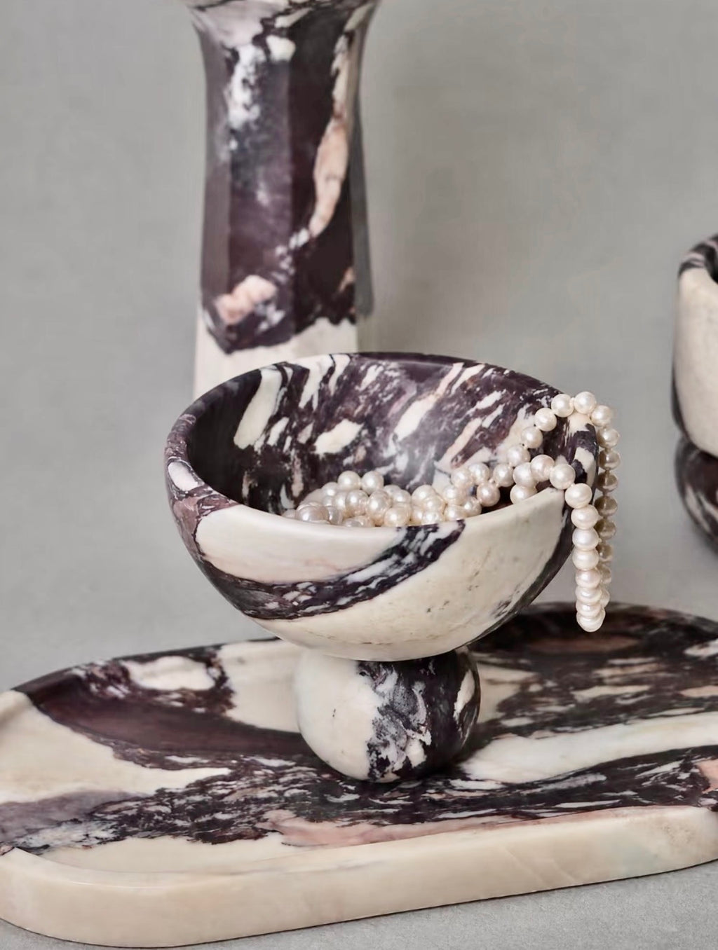 Calacatta Viola Marble Round Footed Bowl