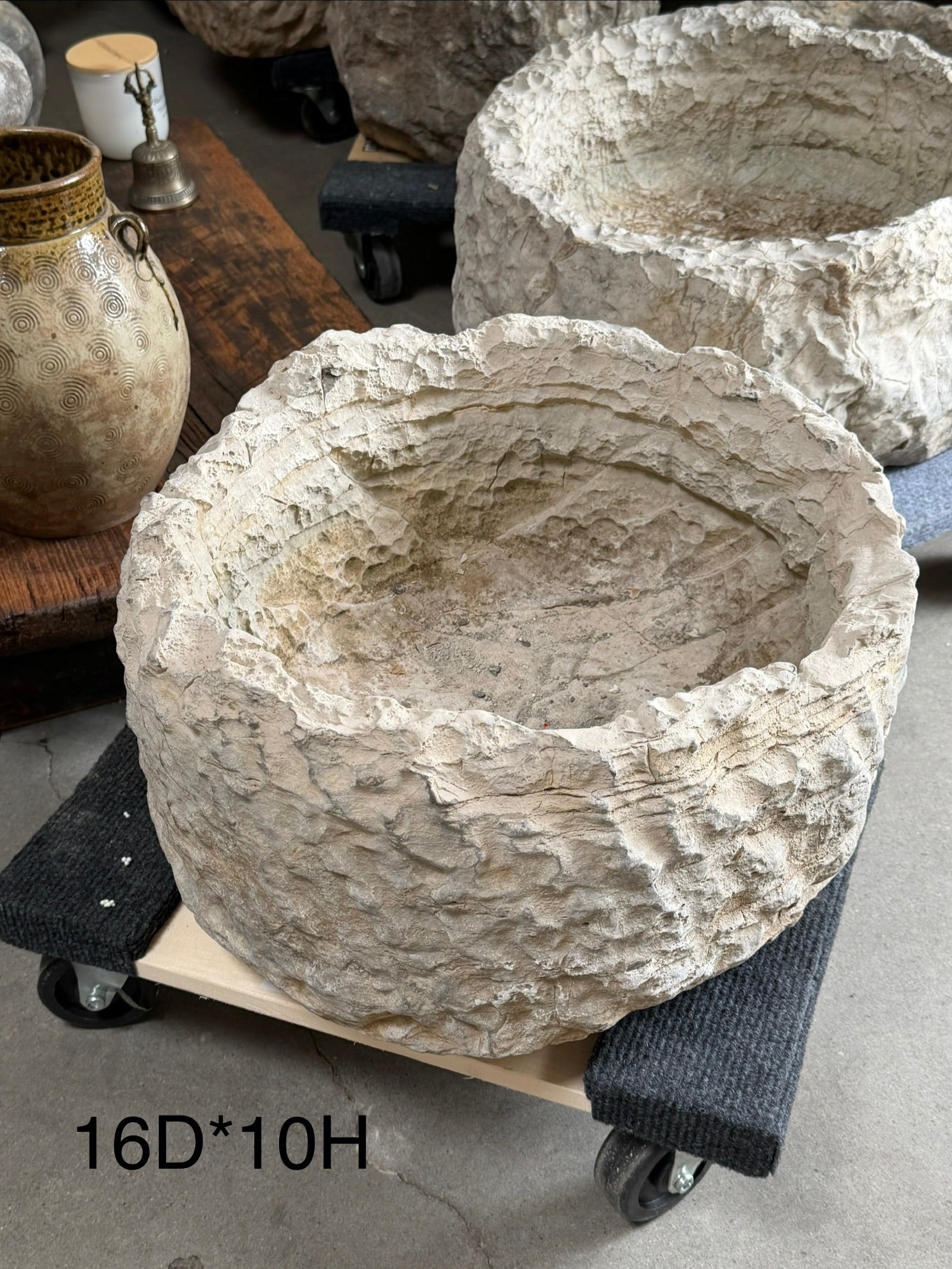 Vintage Stone Trough Planter -Round