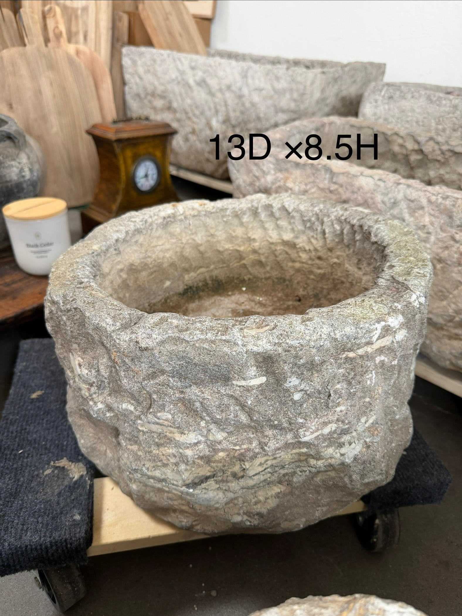 Vintage Stone Trough Planter -Round