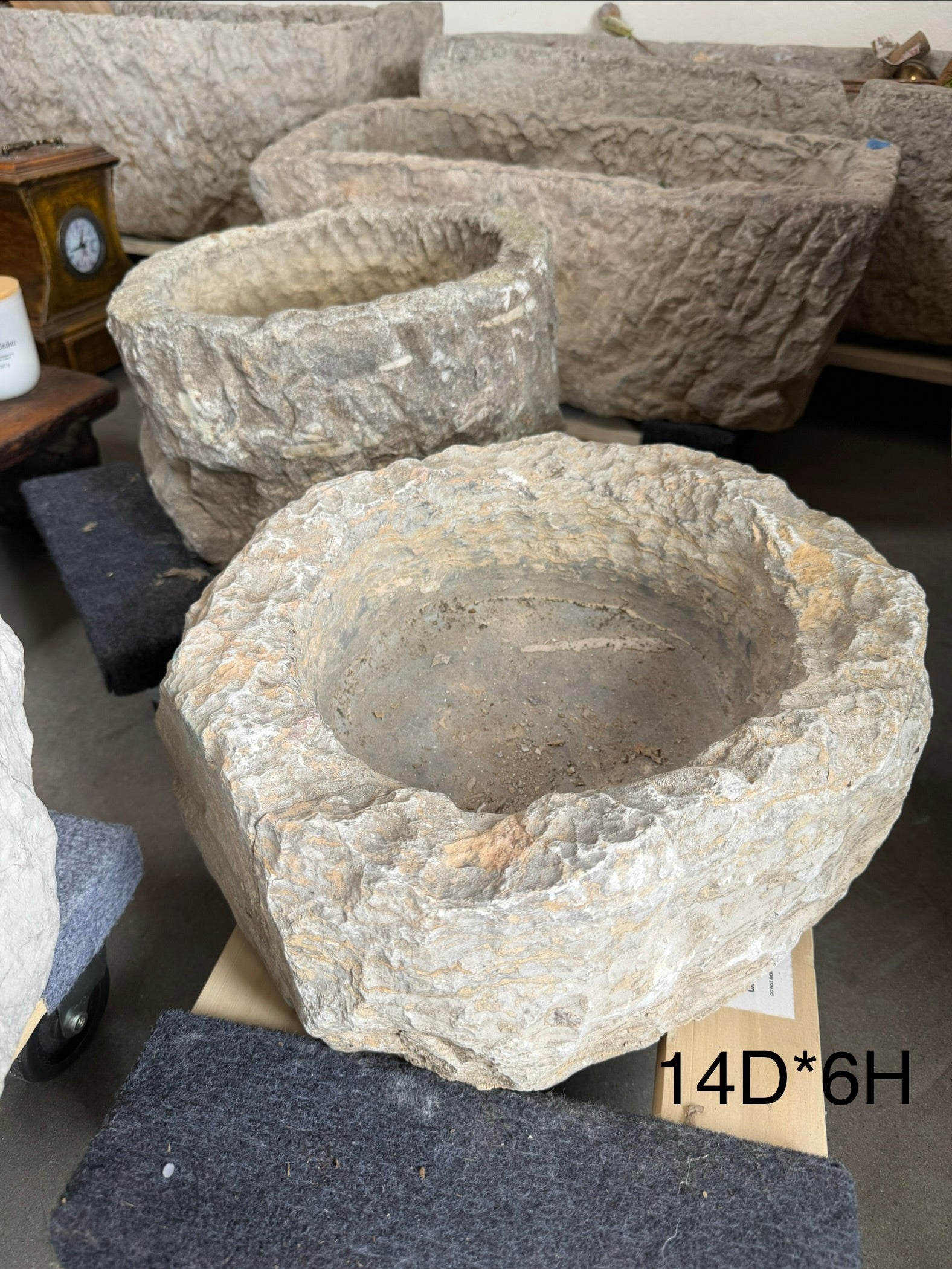 Vintage Stone Trough Planter -Round
