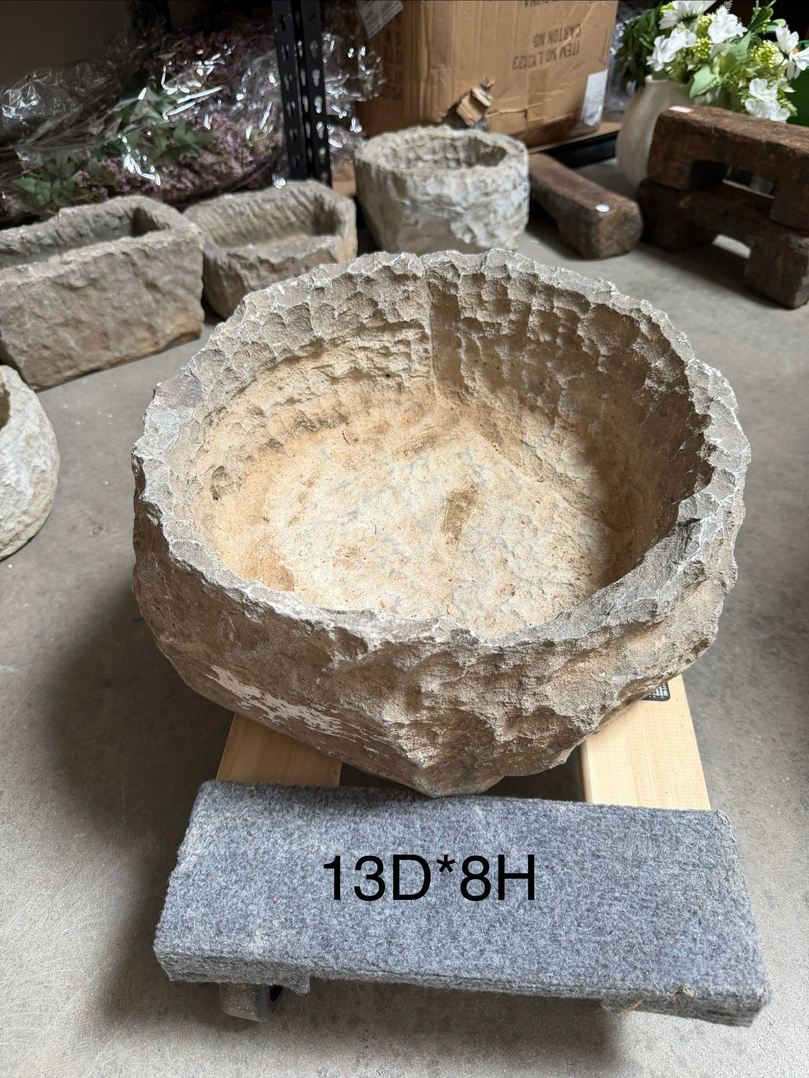 Vintage Stone Trough Planter -Round