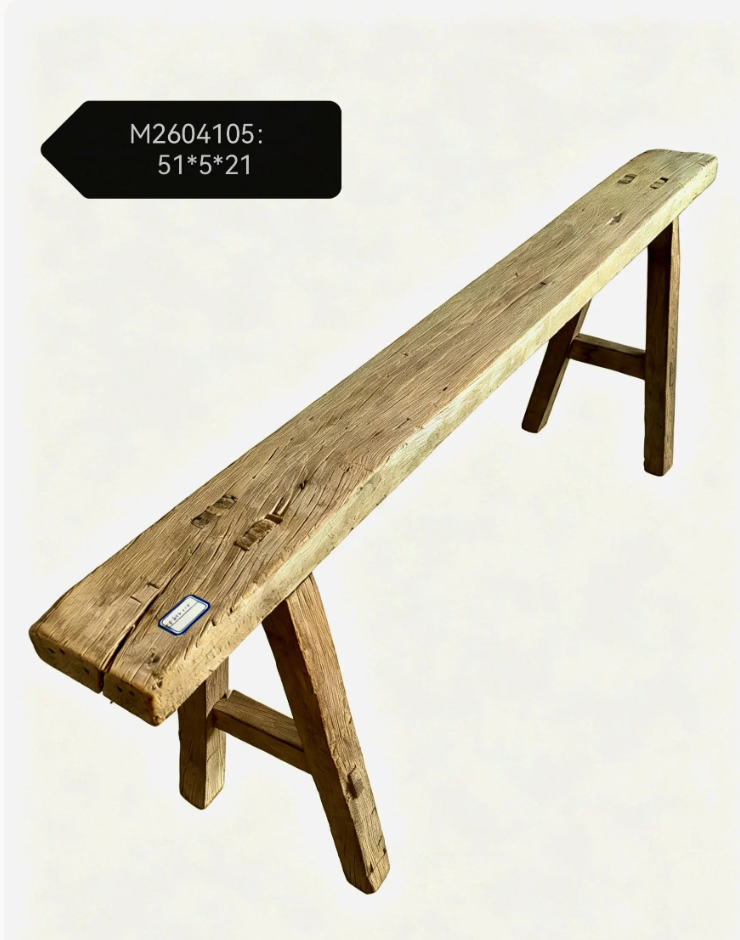 Vintage Rustic Elm Wood Bench - Regular Size