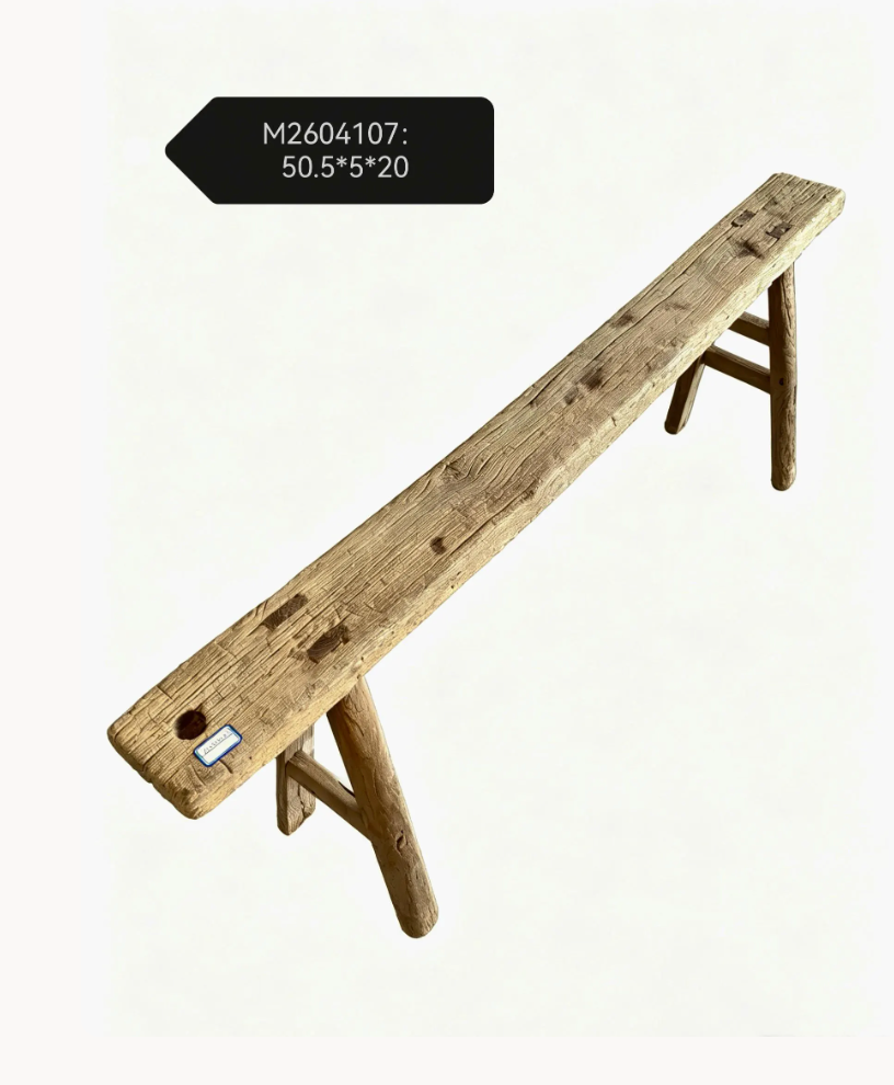 Vintage Rustic Elm Wood Bench - Regular Size