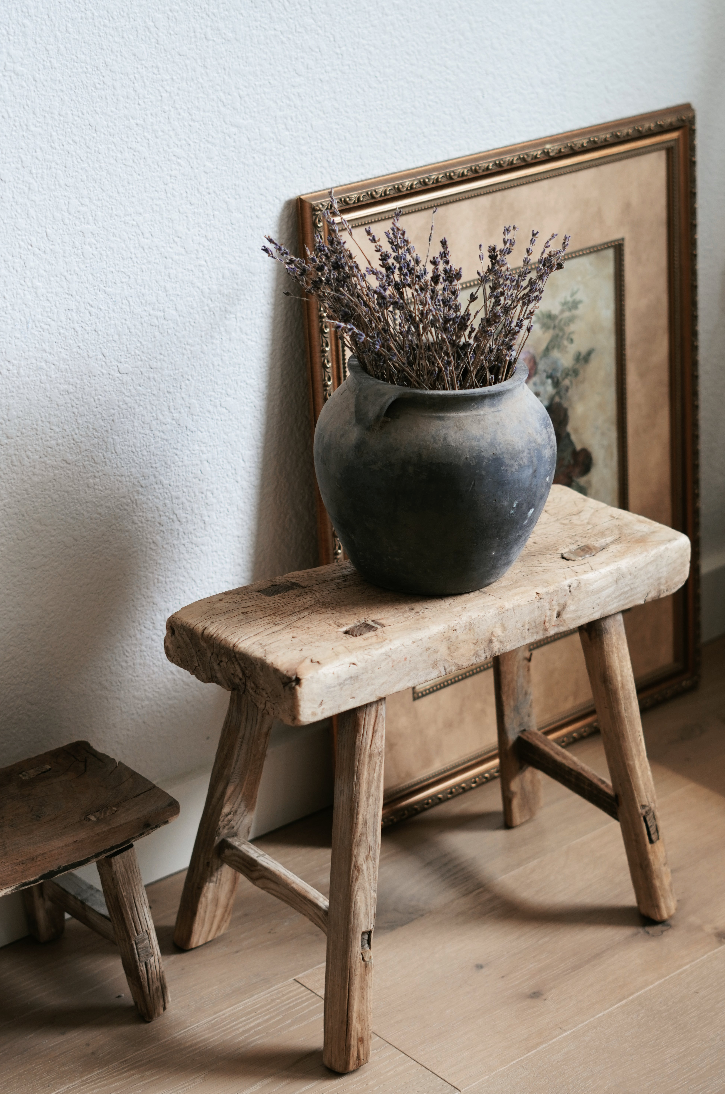 Antique Rustic Elm Wood Mini Stool--Various Sizes