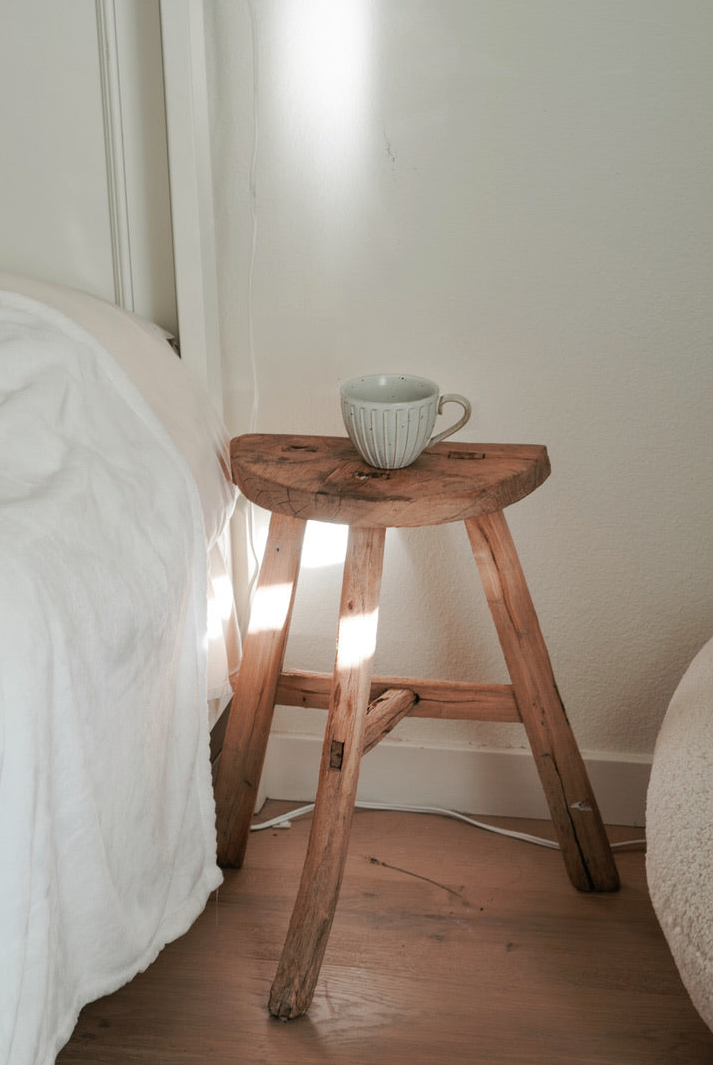 Vintage Wabi-Sabi Rustic Elm Wood Stool - High Chair