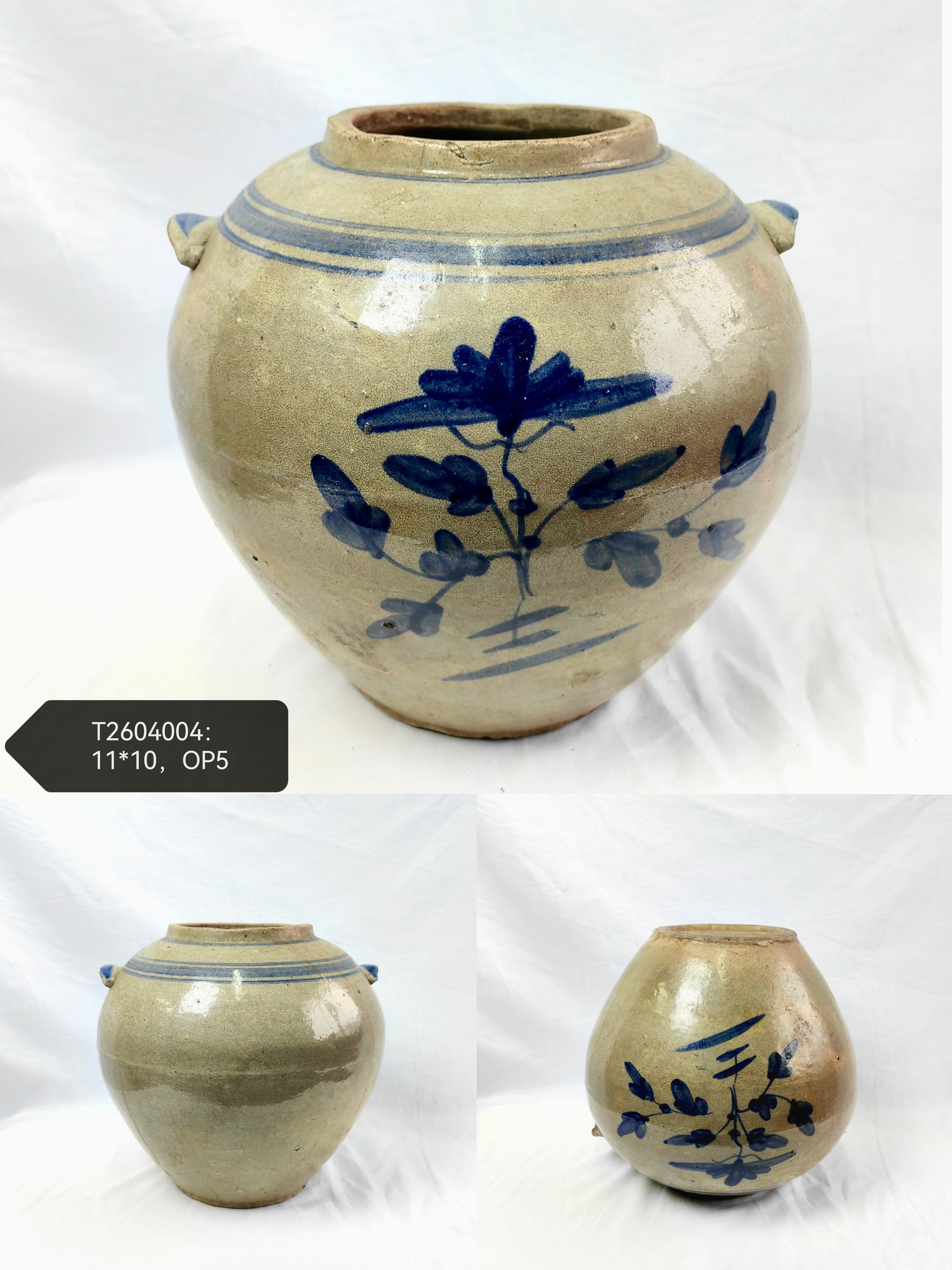 Vintage Blue and White Ceramic Pot--Different Options