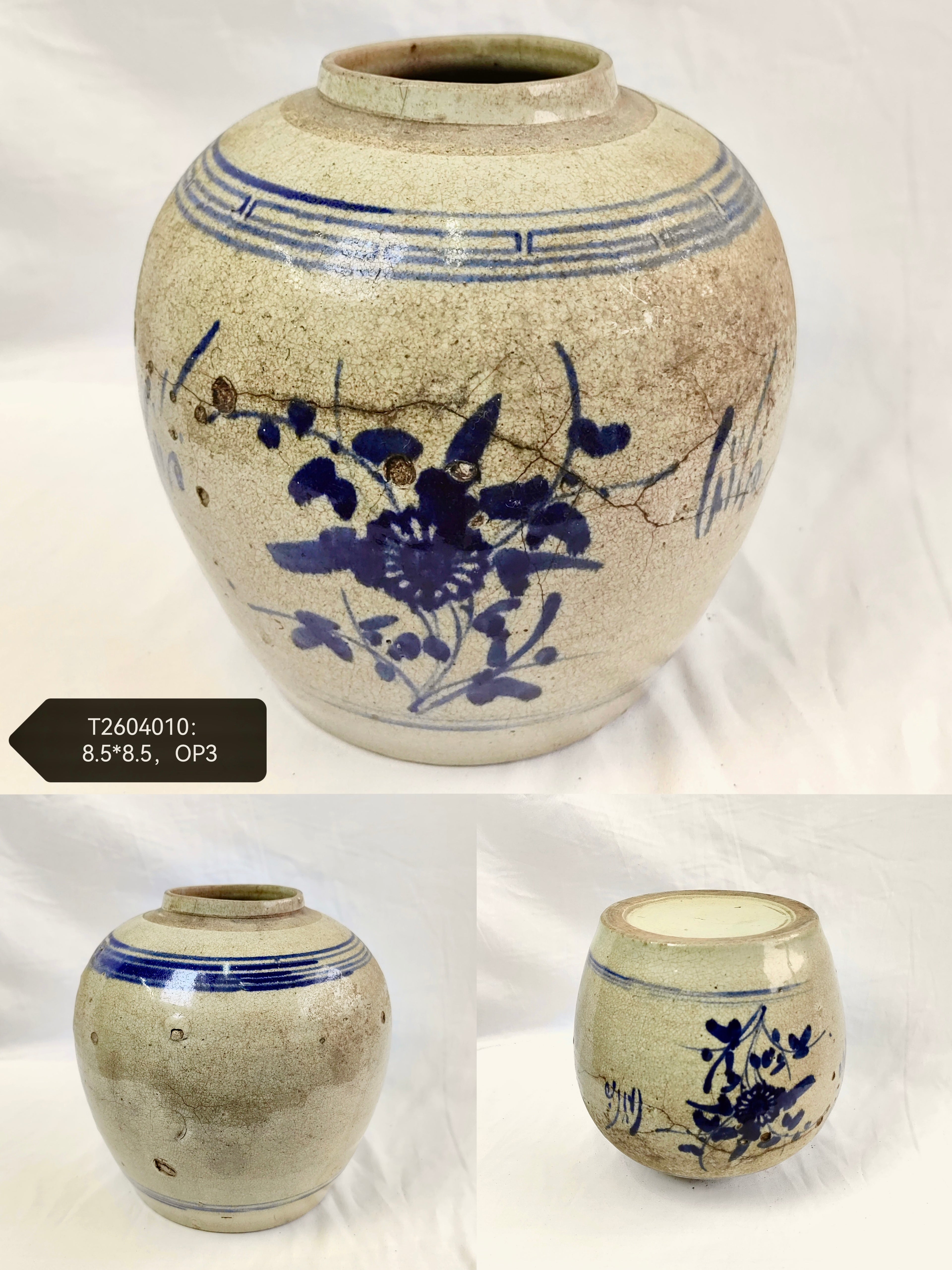 Vintage Blue and White Ceramic Pot--Different Options