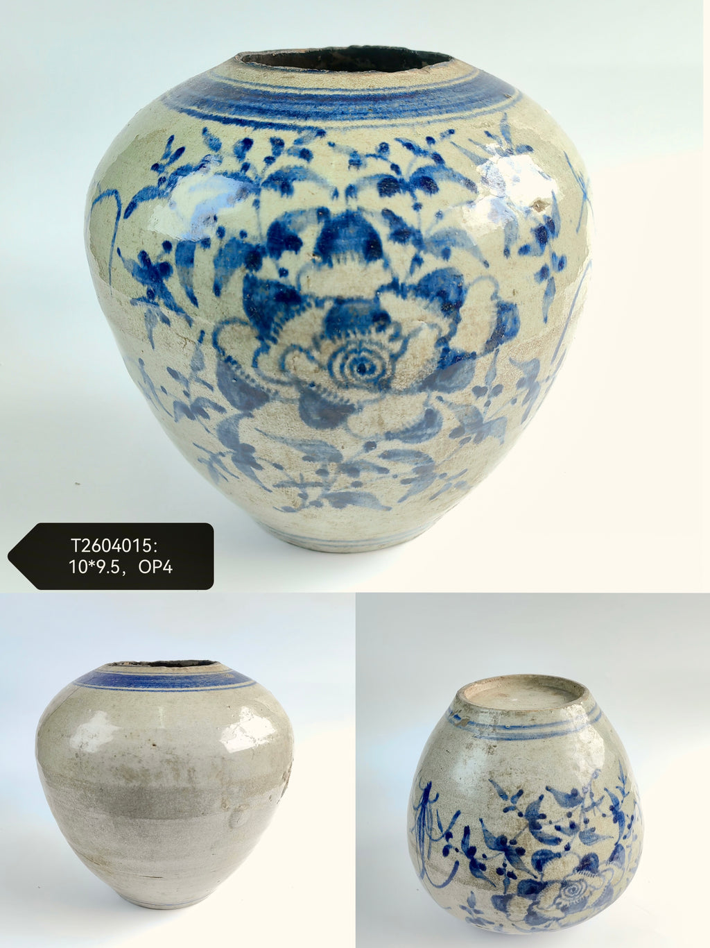 Vintage Blue and White Ceramic Pot--Different Options