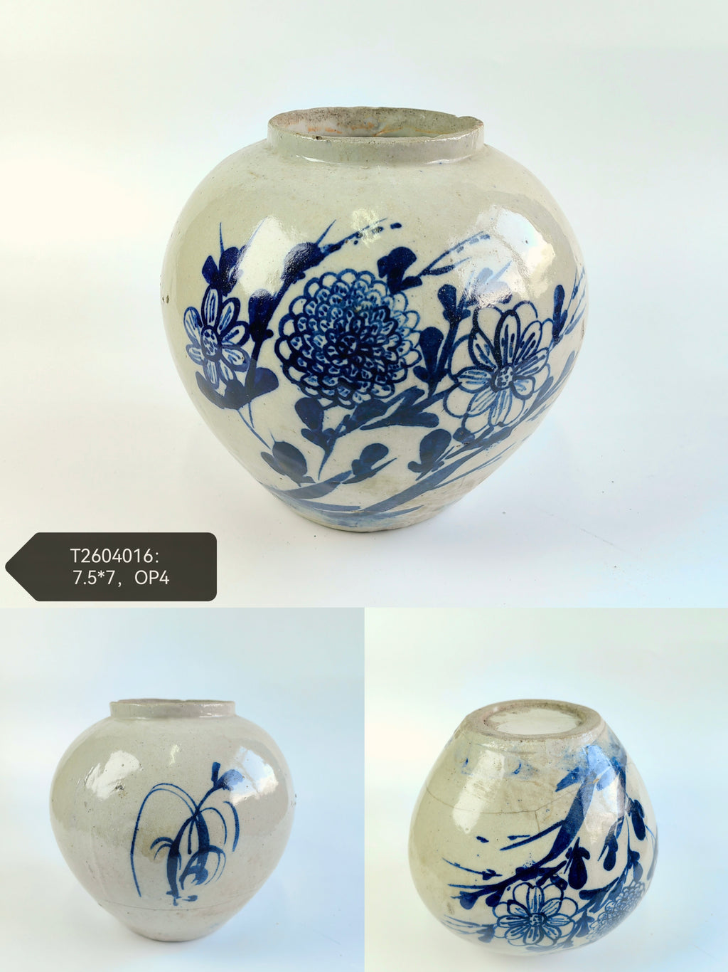 Vintage Blue and White Ceramic Pot--Different Options