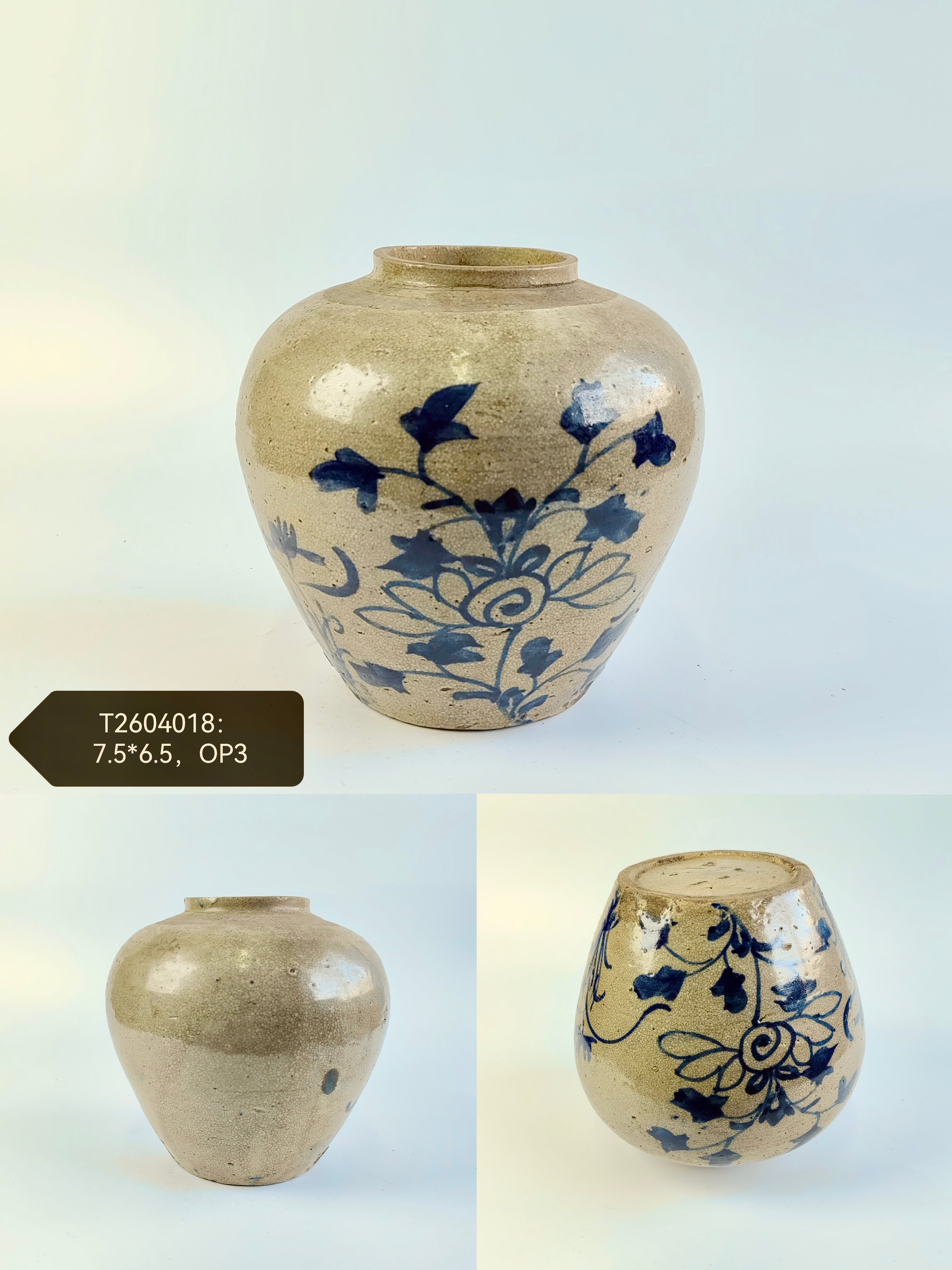 Vintage Blue and White Ceramic Pot--Different Options