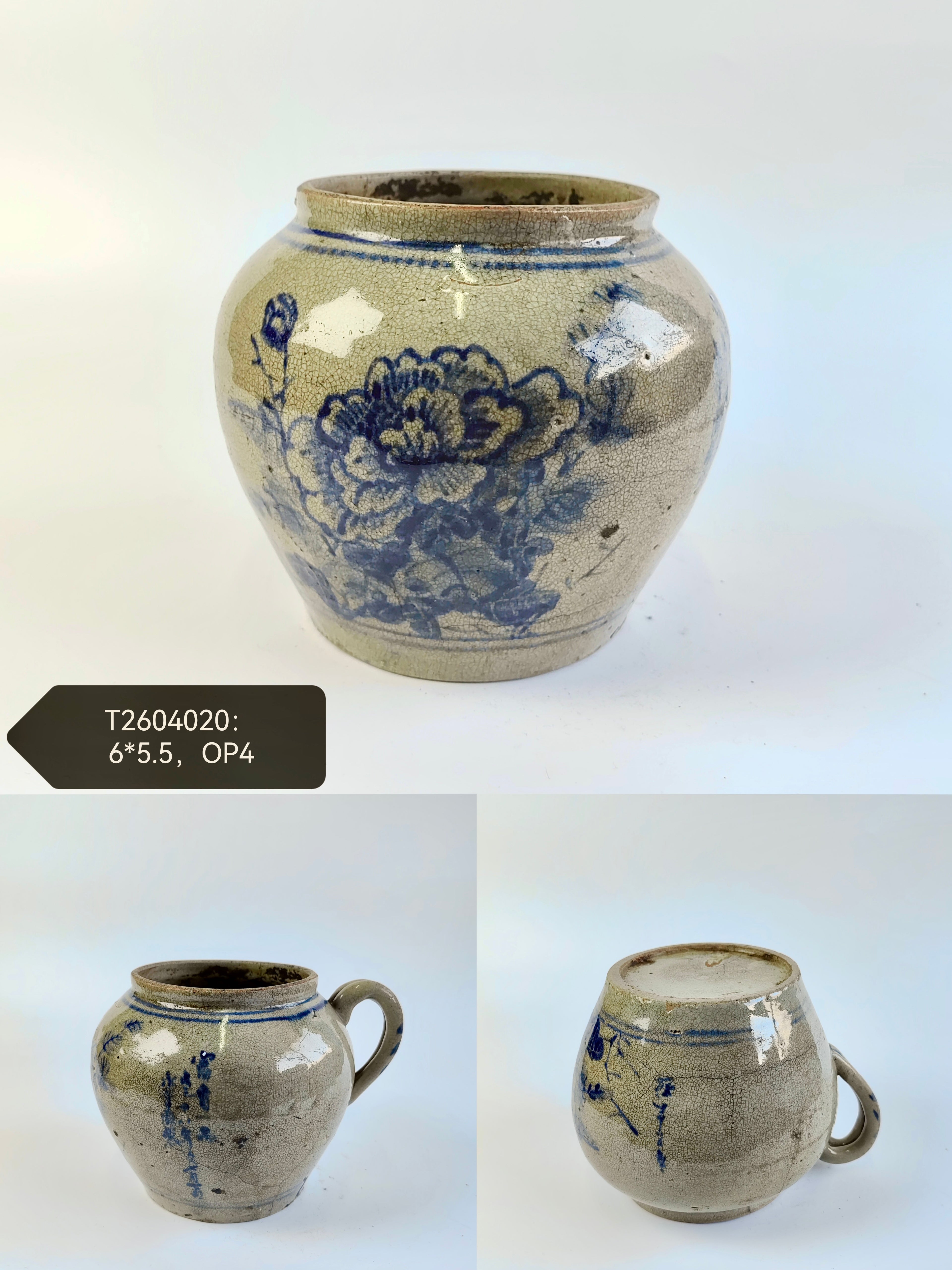 Vintage Blue and White Ceramic Pot--Different Options
