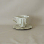 Porcelain Espresso Coffee Tea Cup - Handmade Vintage-Style Ivory White Coffee Cup Set