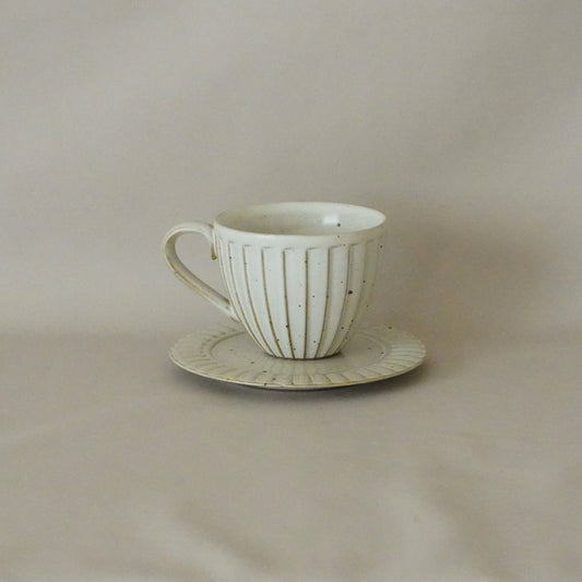 Porcelain Espresso Coffee Tea Cup - Handmade Vintage-Style Ivory White Coffee Cup Set