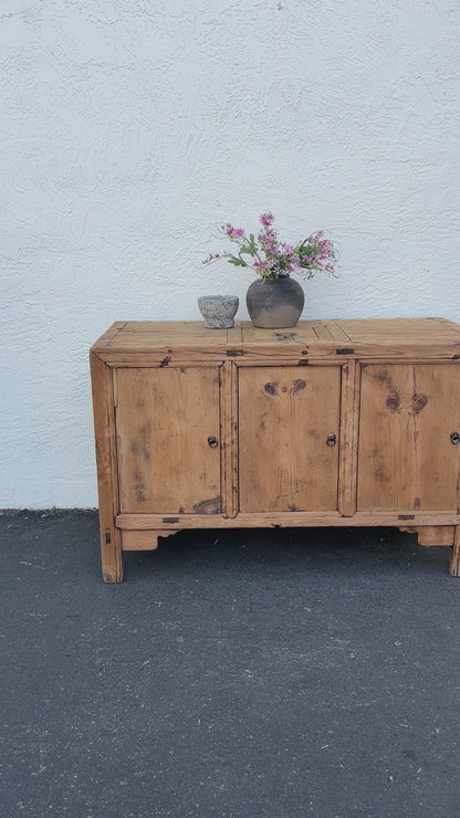 Vintage Elm Wood Sideboard